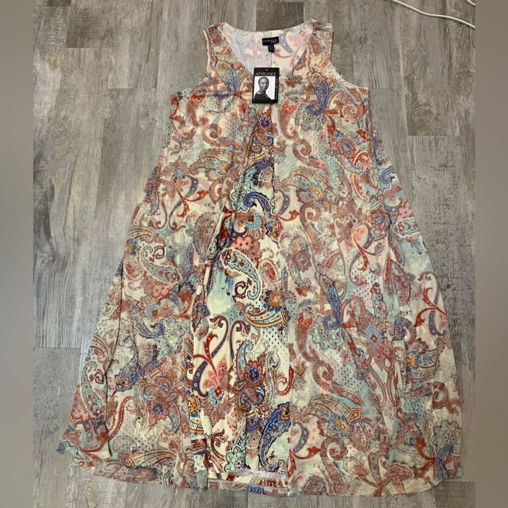 NWT attitude by Renee stretchy sleeveless maxi dress with  overlay size 1X - Picture 8 of 13
